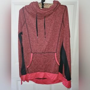 Maurice's inMOTION cowl neck yoga pullover. Size Medium. Heathered Salmon.